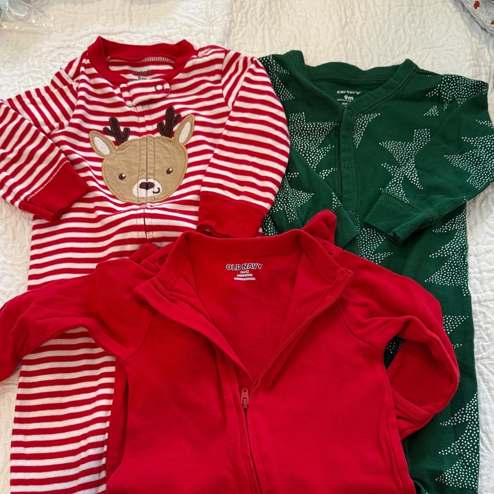 Festive Baby Onesies - Red and Green